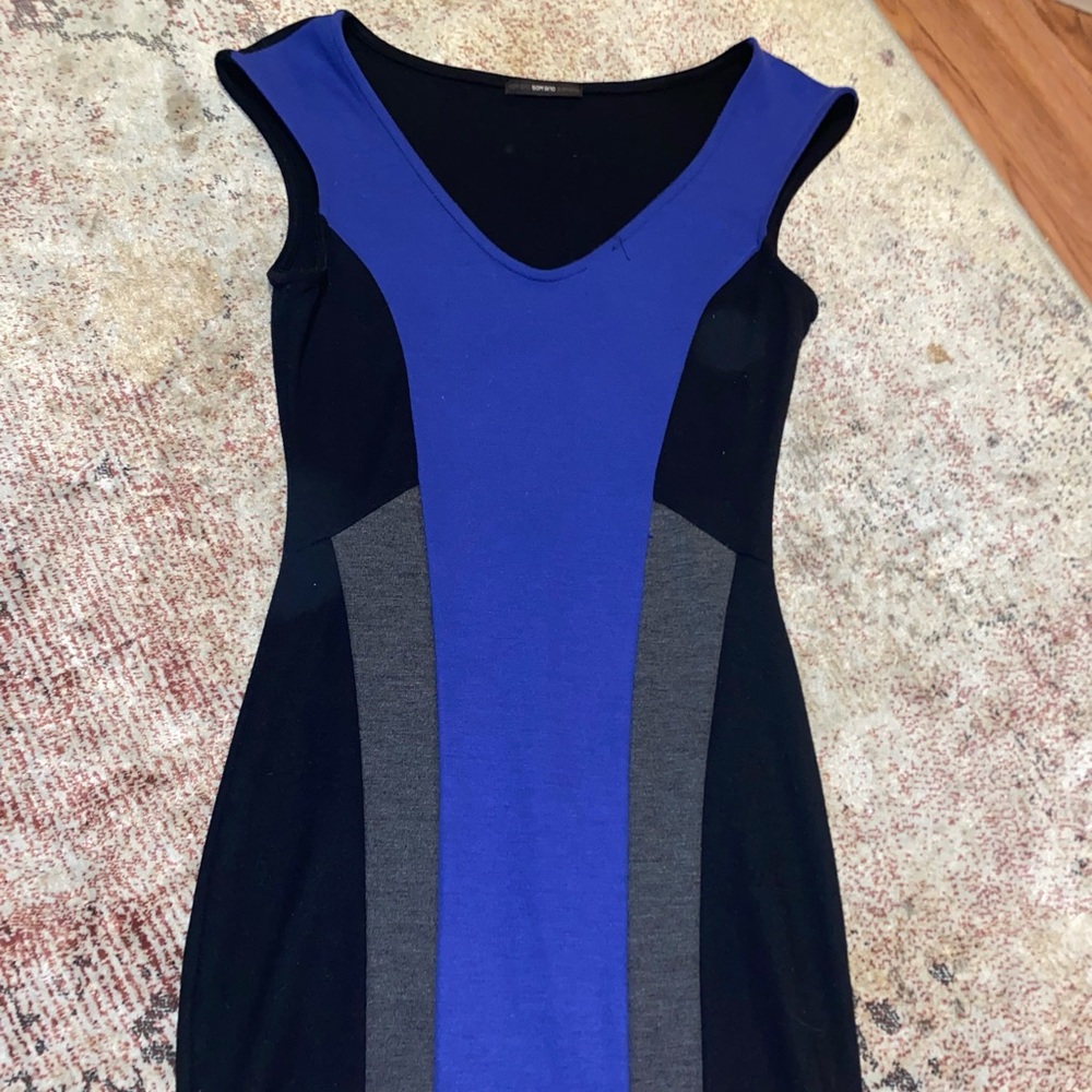 Stretchy black and blue dress!